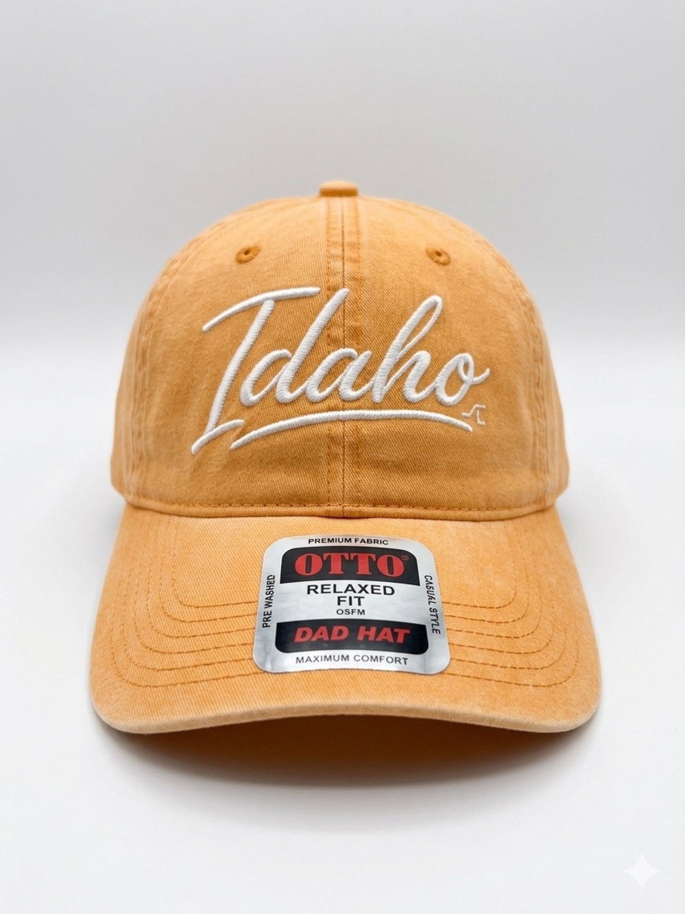 OTTO Idaho Script Dad Hat Orange Relaxed Fit Baseball Cap Adjustable OSFM